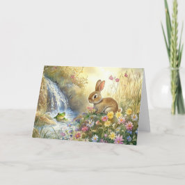 Charming Bunny & Frog Watercolor-stil Tack Kort