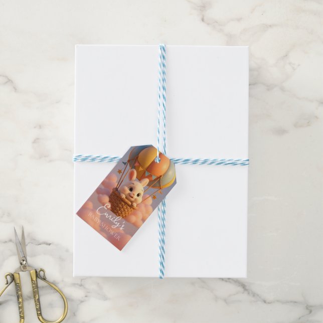 Charming Bunny Luftballong med mjuka moln Presentetikett (Med Snöre)