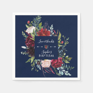 Charming Burgundy Blue Blommigt Wandeeness Girl Ba Pappersservett