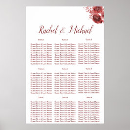 Charming burgundy och vit blommigt Bröllop Poster