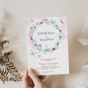 Charming Butterfly Baby Shower Inbjudningar