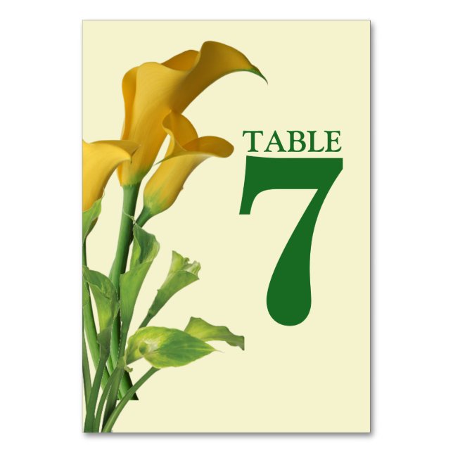 Charming Calla Lily Bröllop Bordsnummer Card (Framsidan)