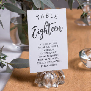 Charming Calligraphy Bordsnummer Guest Namn