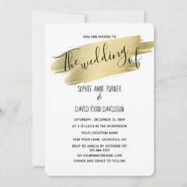 Charming Calligraphy Guld Stroke Bröllop Inbjudningar