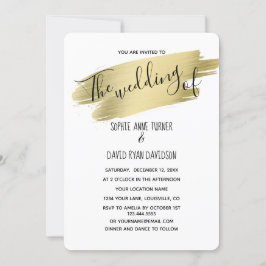 Charming Calligraphy Guld Stroke Bröllop Inbjudningar