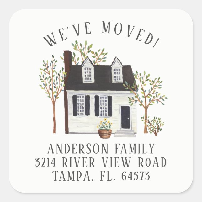 Charming Cape House-adressetikett Fyrkantigt Klistermärke (Framsida)