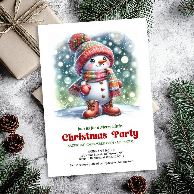 Charming cartoon snowman invite festive cheer  inbjudningar (Charming cartoon snowman invite festive cheer digital)