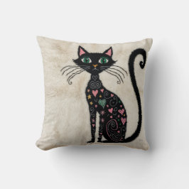 Charming Cat Black and White Kilim Pillows Kudde