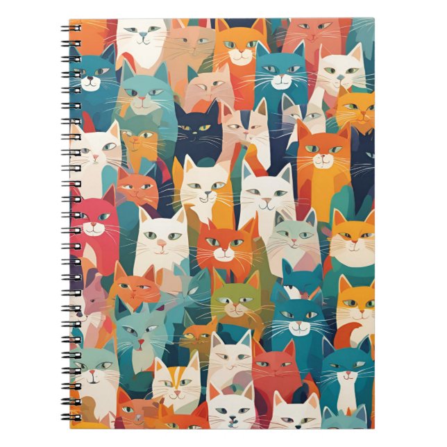 Charming Cat Collage Notebook - Vibrant design Anteckningsbok (Framsidan)