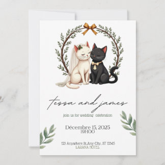  Charming Cat Couple Wedding Invitation  Inbjudningar