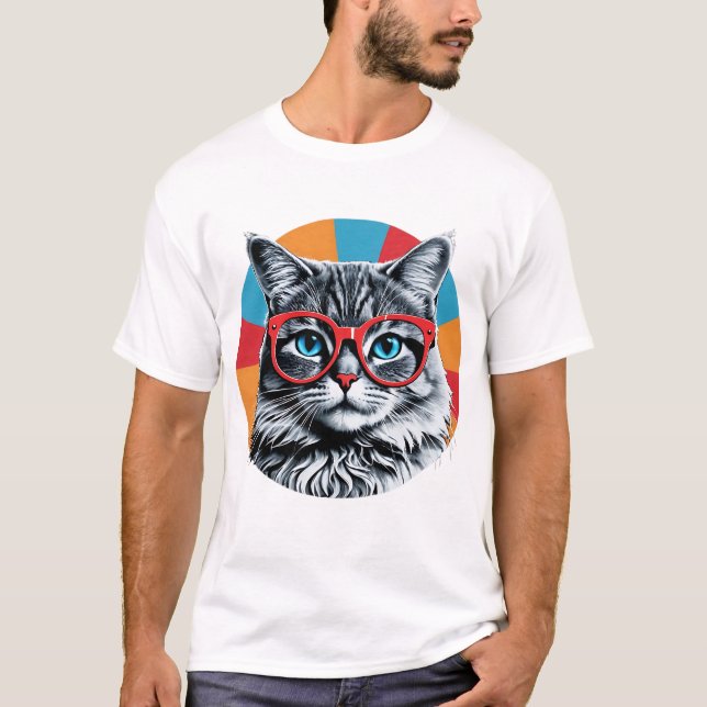 Charming Cat Design T-Shirt - Lägg till ett pekdon (Framsida)