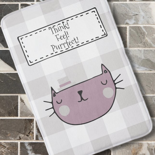 Charming Cat Lover's Purrfect Buffalo plaid Badrumsmatta (Skapare uppladdad)