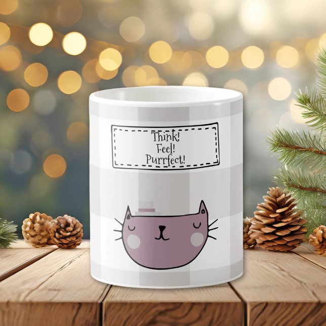 Charming Cat Lover's Purrfect Buffalo plaid Kaffemugg (Skapare uppladdad)