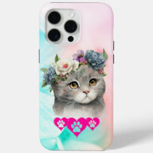 Charming Cat med Flower Krona Phone Case