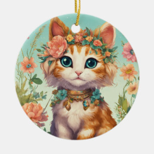 "Charming Cat Ornaments - Perfekt for Cat Lovers" Julgransprydnad Keramik