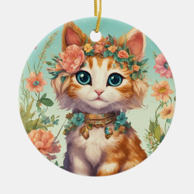 "Charming Cat Ornaments - Perfekt for Cat Lovers" Julgransprydnad Keramik (Framsidan)