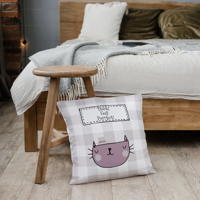Charming Cat Purrfect Buffalo plaid Kudde (Charming Cat Lover's Purrfect Buffalo Plaid Throw Pillow front)