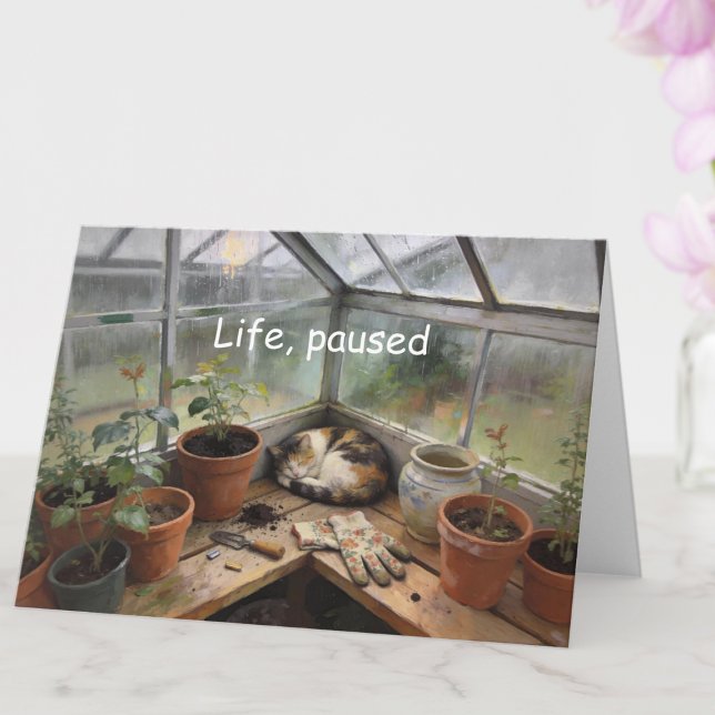 Charming Catnap in Greenhouse Encouragement Card Kort (Catnap Encouragement All-Occasion Custom Card)
