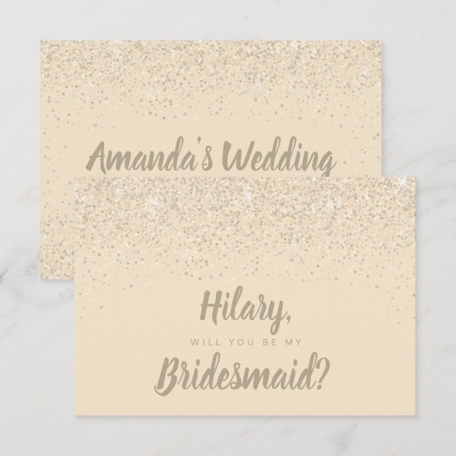 Charming Champagne Glitter Bridesmaid Card Inbjudningar (Fram/baksida)