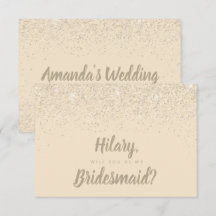 Charming Champagne Glitter Bridesmaid Card