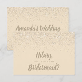 Charming Champagne Glitter Bridesmaid Card Inbjudningar