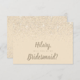 Charming Champagne Glitter Bridesmaid Card Inbjudningar