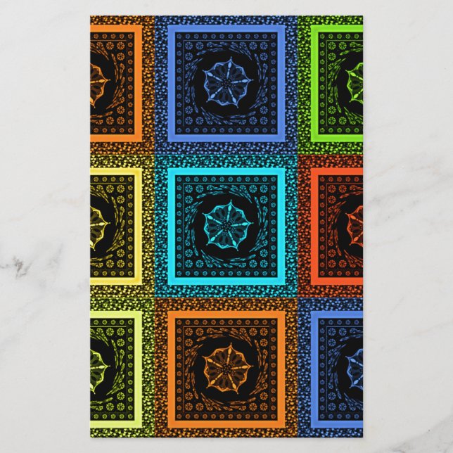 Charming Checkered Multicolor Mönster Art Design Brevpapper (Framsida)