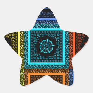 Charming Checkered Multicolor Mönster Art Design Stjärnformat Klistermärke