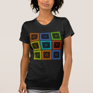 Charming Checkered Multicolor Mönster Art Design T Shirt