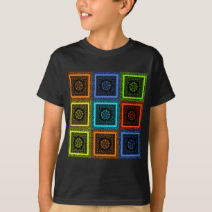Charming Checkered Multicolor Mönster Art Design Tee