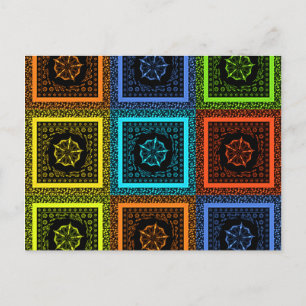 Charming Checkered Multicolor Mönster Art Design Vykort