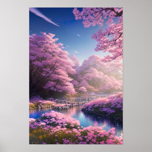 Charming Cherry Blommar Sunset Poster (Framsidan)