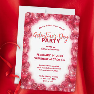 Charming Chic Hearts Galentine's Day Mathering Inbjudningar