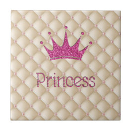 Charming Chic Pearls ,Tiara, Princess,Glittery Kakelplatta