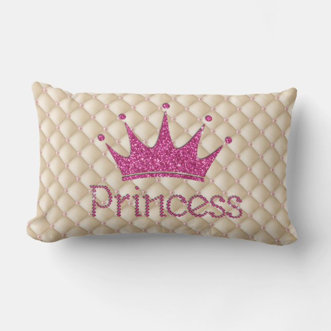 Charming Chic Pearls ,Tiara, Princess,Glittery Lumbarkudde (Framsida)