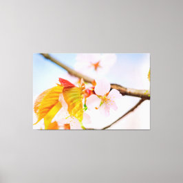 Charming Chic Sakura blomma och Löv i Vår Canvastryck