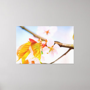 Charming Chic Sakura blomma och Löv i Vår Canvastryck