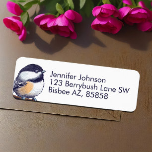 Charming Chickadee Adsible Black White Bird Sweet Returadress Etikett