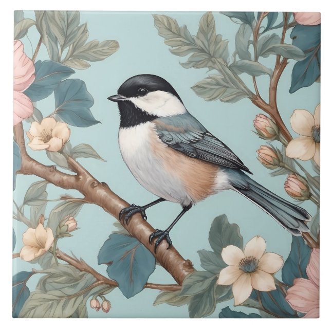 Charming Chickadee Bird Kakelplatta (Framsidan)