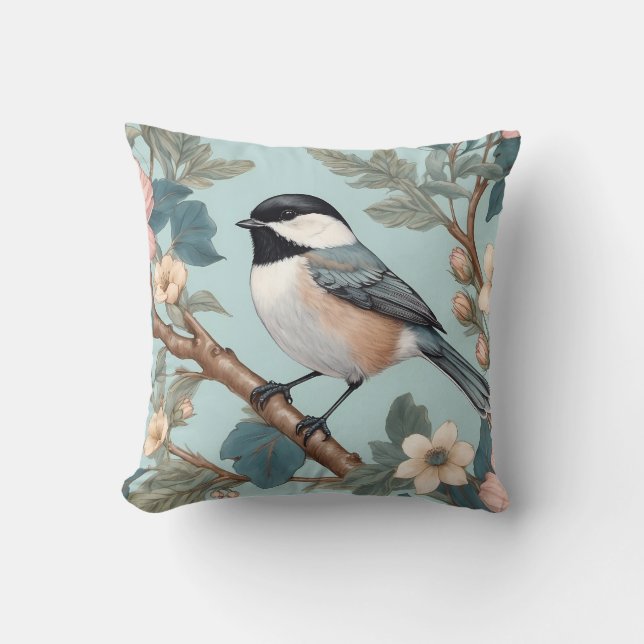 Charming Chickadee Bird Kudde (Framsida)