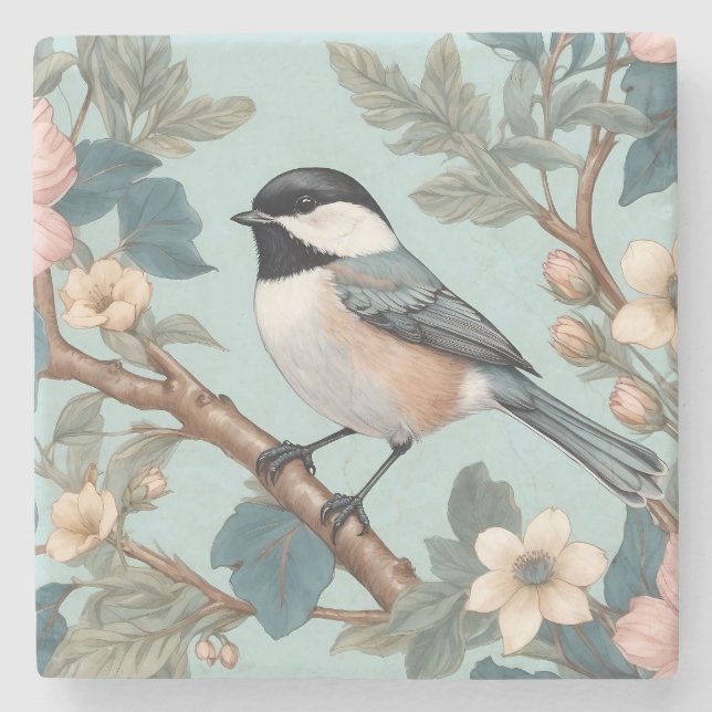 Charming Chickadee Bird Stenunderlägg (Framsidan)
