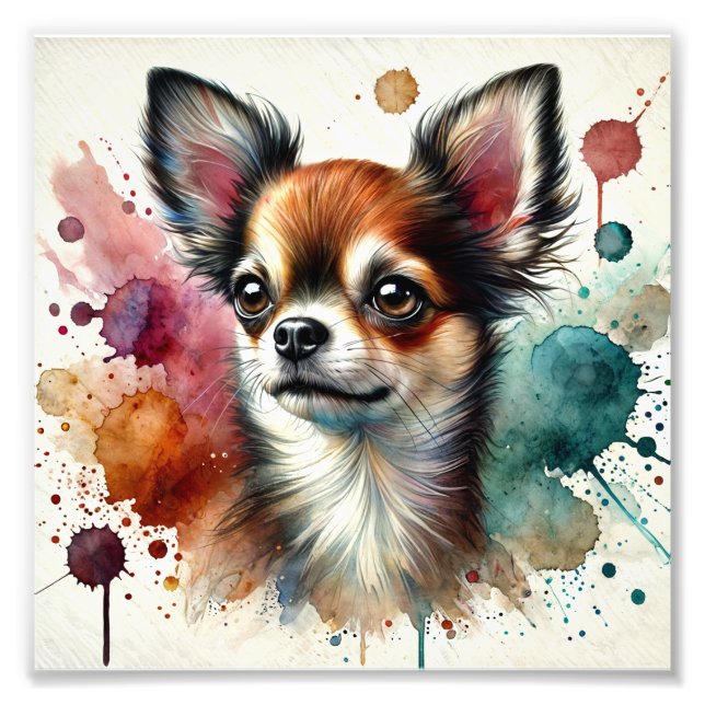 Charming Chihuahua Watercolor Art Fototryck (Framsidan)