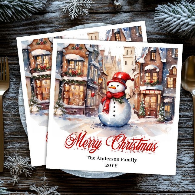 Charming Christmas scene napkins classic palette Pappersservett (Charming Christmas scene napkins in classic palette)