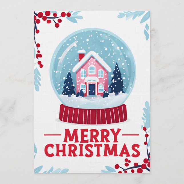 Charming Christmas Snow Globe Holiday Card Inbjudningar (Framsida)