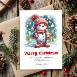 Charming Christmas snowman classic kids greeting Julkort