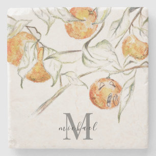 Charming Citrus Fruit Monogram Stenunderlägg