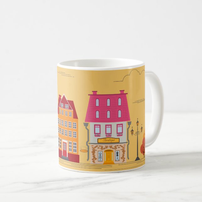 Charming City Street Illustration Mugg (Framsida höger)