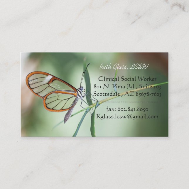 Charming Clear-Vinge Butterfly Visitkort (Framsida)