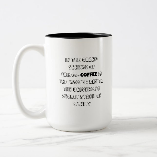 Charming Coffee Philosophy Humor Två-Tonad Mugg (Vänster)
