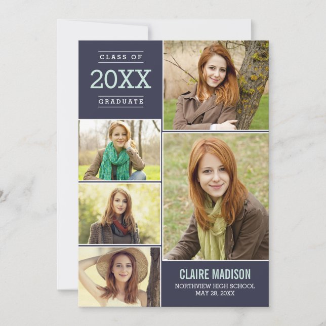 Charming Collage EDITABLE FÄRG Studenten Inbjudningar (Framsida)